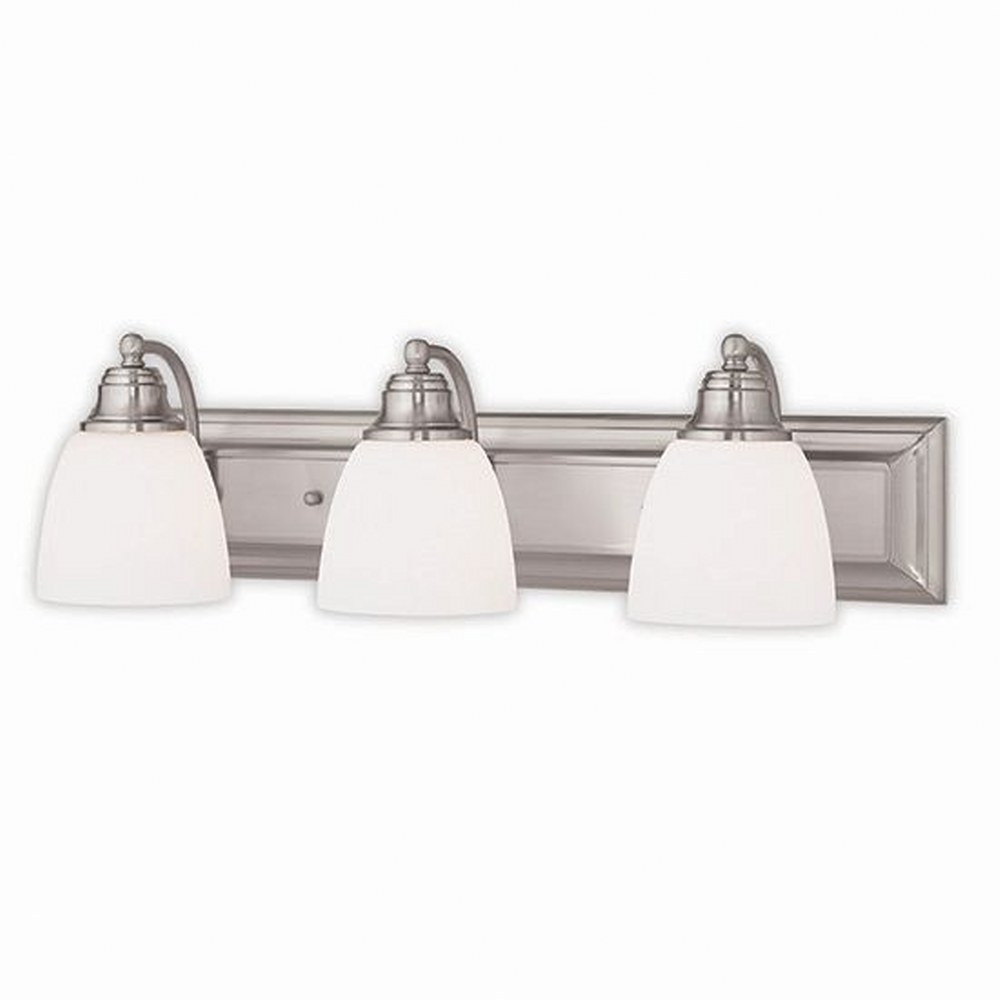 Livex Lighting-10503-91-Springfield - 3 Light Bath Vanity in Springfield Style - 24 Inches wide by 7 Inches high Brushed Nickel Bronze Finish with Satin Opal White Glass