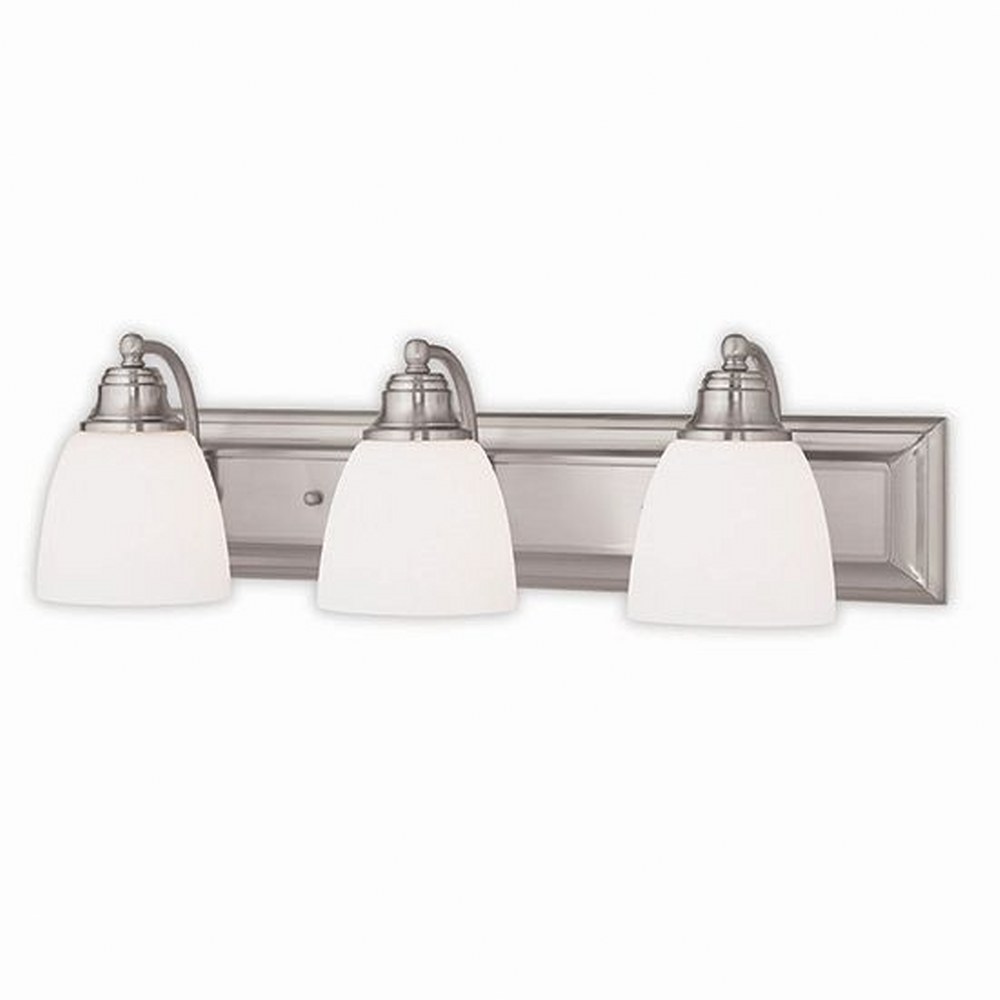 Livex Lighting-10503-91-Springfield - 3 Light Bath Vanity in Springfield Style - 24 Inches wide by 7 Inches high Brushed Nickel  Bronze Finish with Satin Opal White Glass