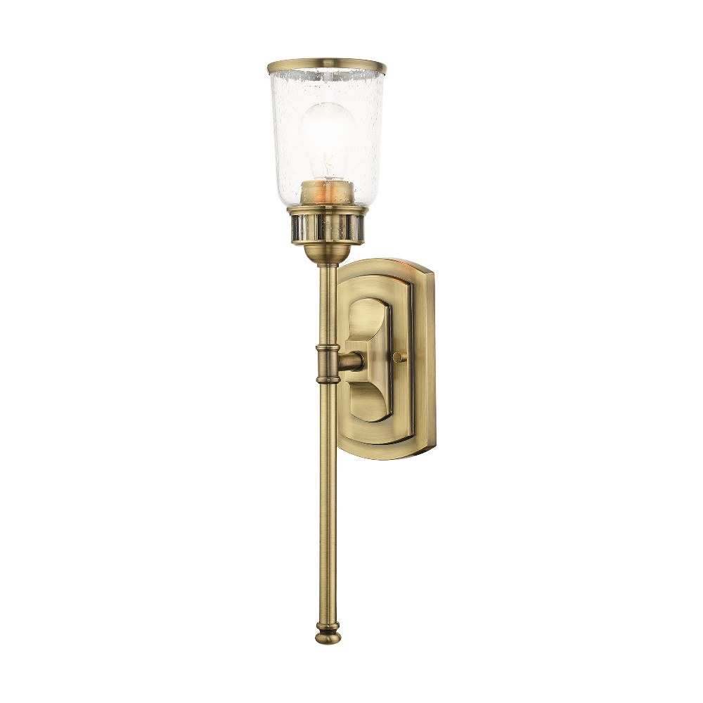 Livex Lighting-10511-01-Lawrenceville - 1 Light Large Wall Sconce In Industrial Style-21 Inches Tall and 4.5 Inches Wide Antique Brass Antique Brass Finish with Clear Seeded Glass