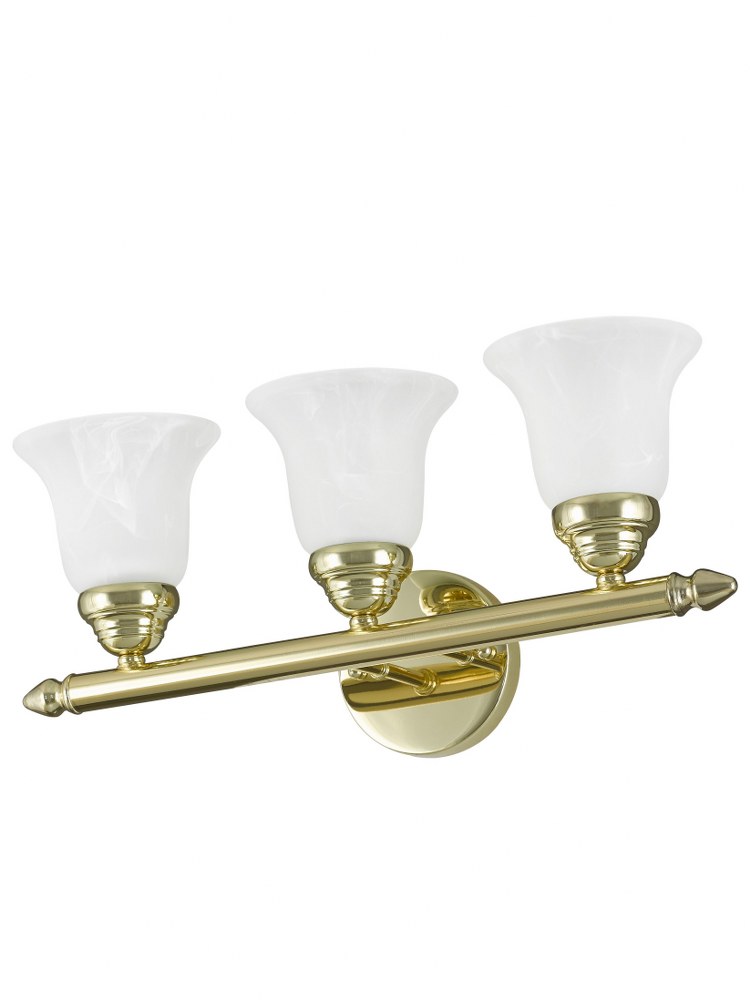 Livex Lighting-1063-02-Neptune - 3 Light Bath Vanity in Neptune Style - 19 Inches wide by 8 Inches high Polished Brass Brushed Nickel Finish with White Alabaster Glass