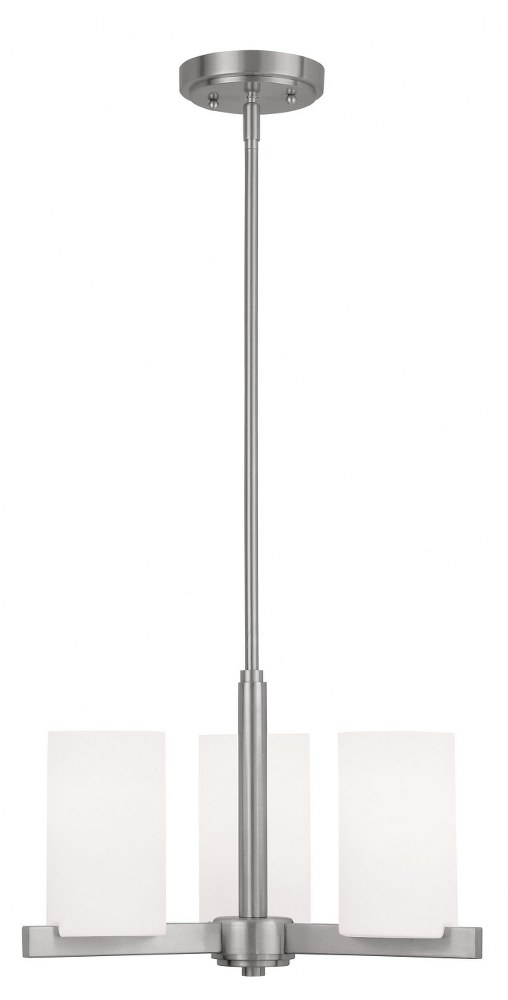 Livex Lighting-1323-91-Astoria - 3 Light Chandelier in Astoria Style - 18 Inches wide by 13 Inches high Brushed Nickel Brushed Nickel Finish with Satin Opal White Glass