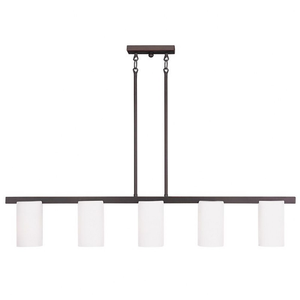 Livex Lighting-1327-67-Astoria - 5 Light Chandelier in Astoria Style - 4 Inches wide by 10 Inches high Olde Bronze Brushed Nickel Finish with Satin Opal White Glass