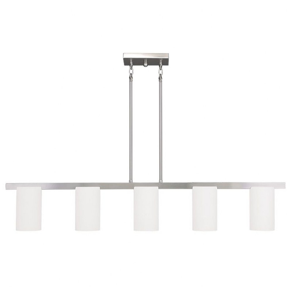 Livex Lighting-1327-91-Astoria - 5 Light Chandelier in Astoria Style - 4 Inches wide by 10 Inches high Brushed Nickel  Brushed Nickel Finish with Satin Opal White Glass