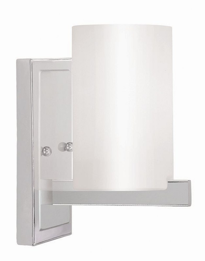 Livex Lighting-1331-05-Astoria - 1 Light Mini Pendant in Astoria Style - 5 Inches wide by 8.5 Inches high Polished Chrome  Brushed Nickel Finish with Satin Opal White Glass