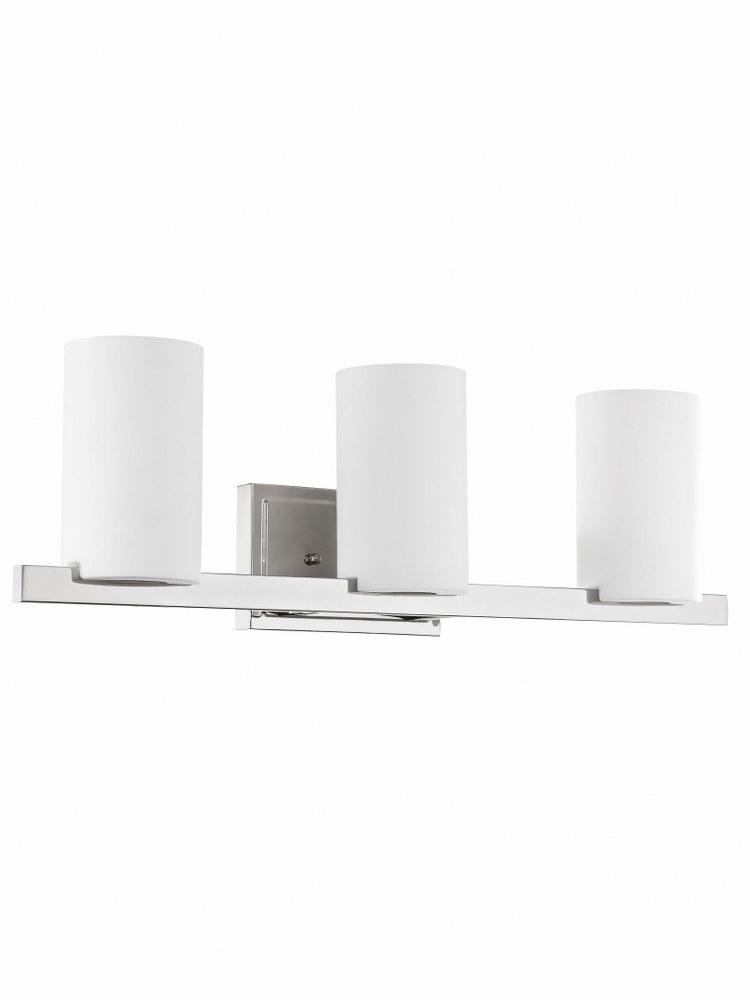 Livex Lighting-1333-05-Astoria - 3 Light Bath Vanity in Astoria Style - 26 Inches wide by 7.5 Inches high Polished Chrome Brushed Nickel Finish with Satin Opal White Glass