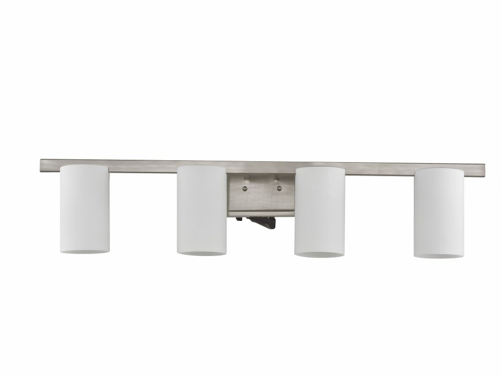 Livex Lighting-1334-91-Astoria - 4 Light Bath Vanity in Astoria Style - 35 Inches wide by 7.5 Inches high   Brushed Nickel Finish with Satin Opal White Glass