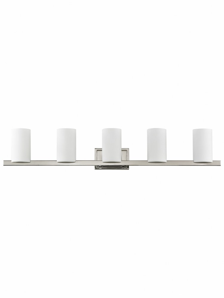 Livex Lighting-1335-05-Astoria - 5 Light Bath Vanity in Astoria Style - 43.75 Inches wide by 7.5 Inches high Polished Chrome Brushed Nickel Finish with Satin Opal White Glass
