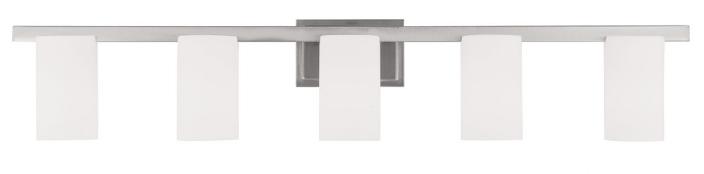 Livex Lighting-1335-91-Astoria - 5 Light Bath Vanity in Astoria Style - 43.75 Inches wide by 7.5 Inches high Brushed Nickel Brushed Nickel Finish with Satin Opal White Glass