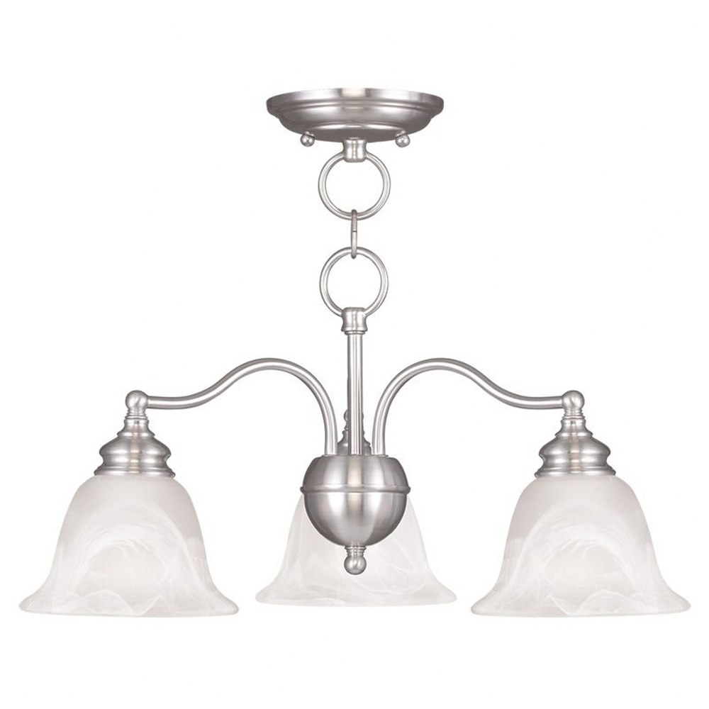 Livex Lighting-1343-91-Essex - 3 Light Convertible Dinette Chandelier in Essex Style - 20 Inches wide by 11.25 Inches high Brushed Nickel  Brushed Nickel Finish with White Alabaster Glass