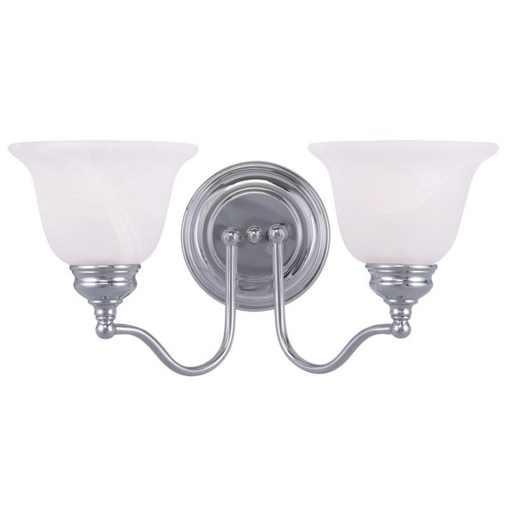 Livex Lighting-1352-05-Essex - 2 Light Bath Vanity in Essex Style - 15.25 Inches wide by 7.5 Inches high   Polished Chrome Finish with White Alabaster Glass