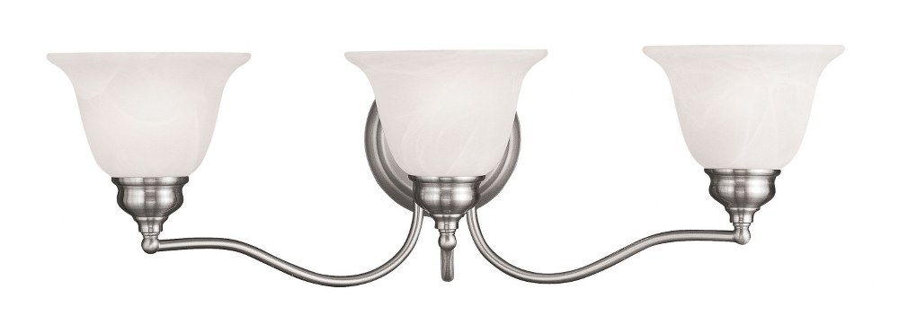 Livex Lighting-1353-91-Essex - 3 Light Bath Vanity in Essex Style - 24 Inches wide by 7.5 Inches high Brushed Nickel Brushed Nickel Finish with White Alabaster Glass