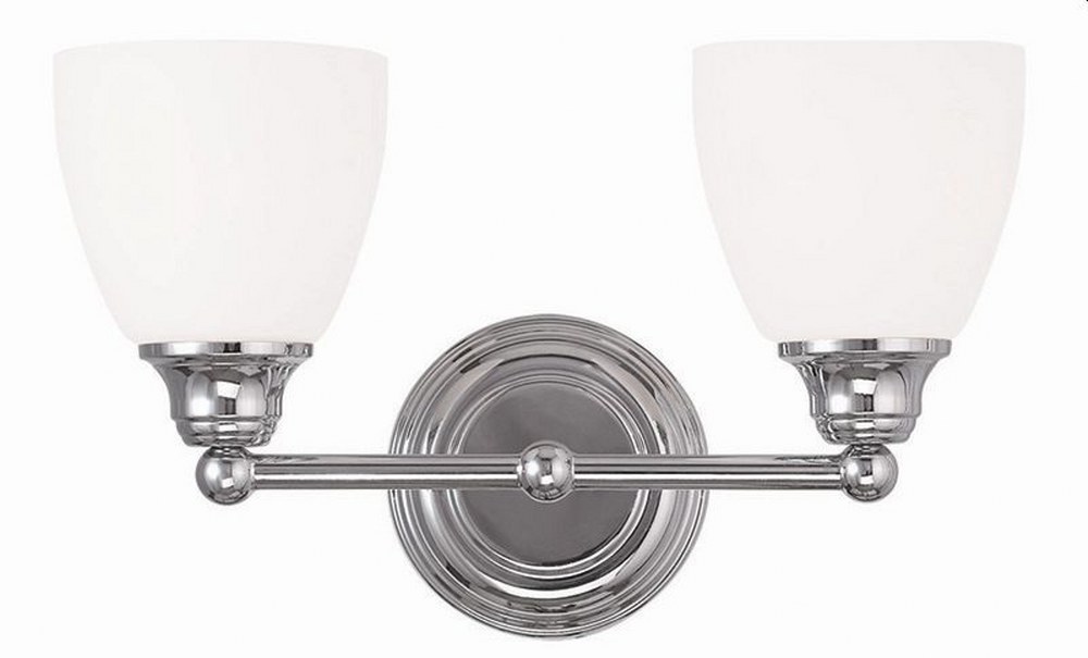 Livex Lighting-13662-05-Somerville - 2 Light Bath Vanity in Somerville Style - 15 Inches wide by 9 Inches high Polished Chrome Brushed Nickel Finish with Satin Opal White Glass