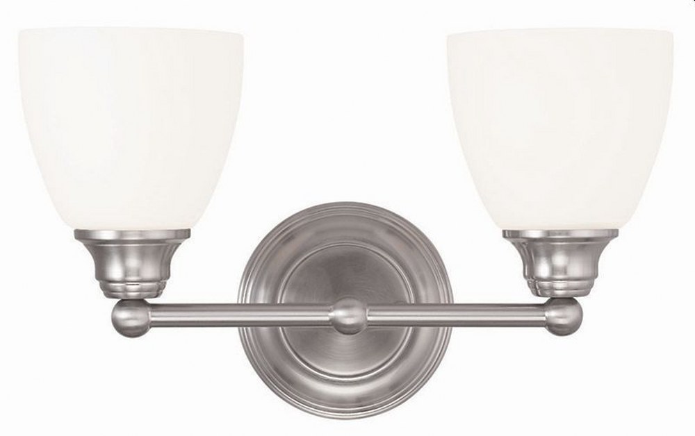 Livex Lighting-13662-91-Somerville - 2 Light Bath Vanity in Somerville Style - 15 Inches wide by 9 Inches high Brushed Nickel  Brushed Nickel Finish with Satin Opal White Glass