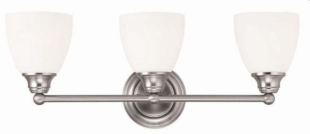 Livex Lighting-13663-91-Somerville - 3 Light Bath Vanity in Somerville Style - 23 Inches wide by 9 Inches high Brushed Nickel Brushed Nickel Finish with Satin Opal White Glass