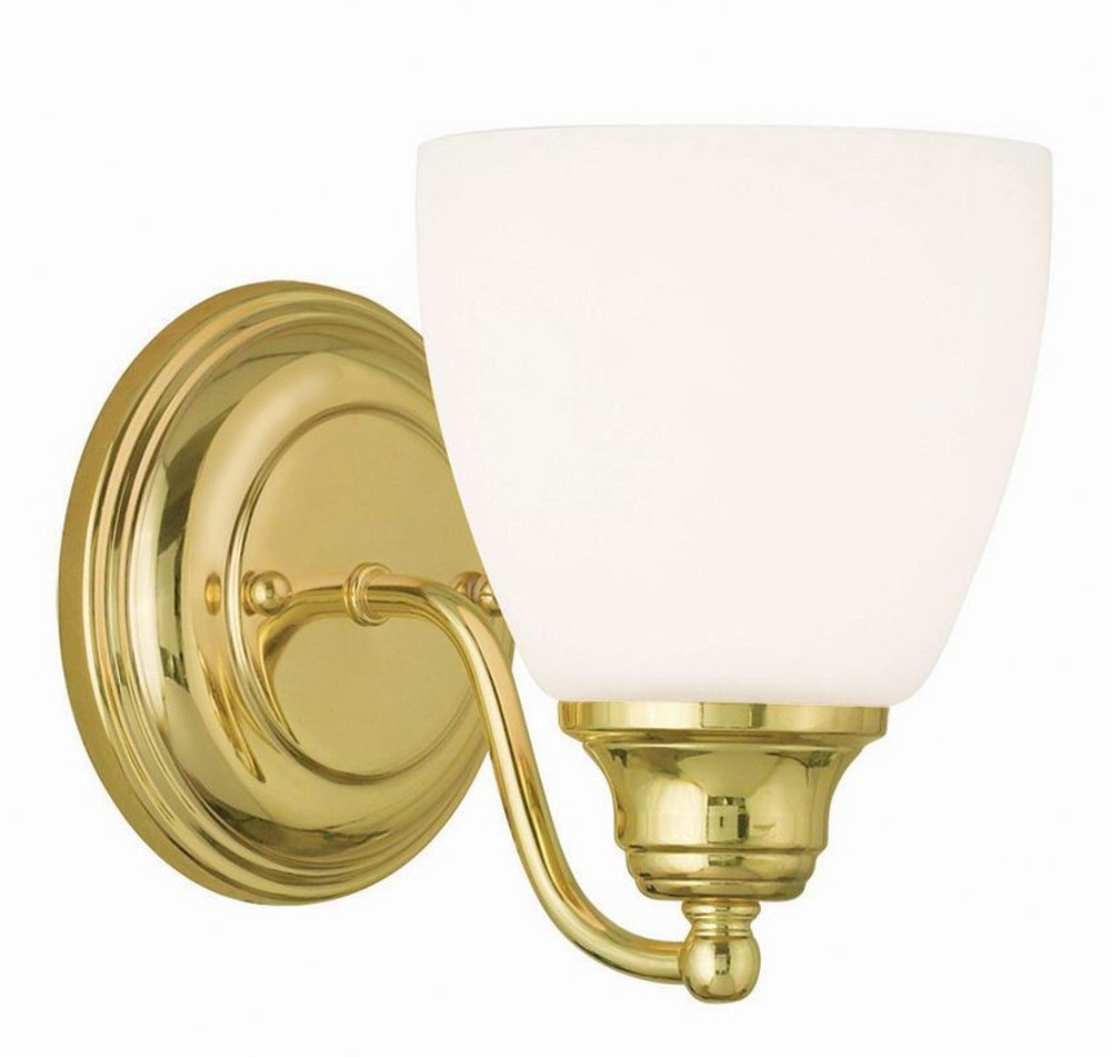 Livex Lighting-13671-02-Somerville - 1 Light Wall Sconce in Somerville Style - 5.5 Inches wide by 7 Inches high Polished Brass  Brushed Nickel Finish with Satin Opal White Glass