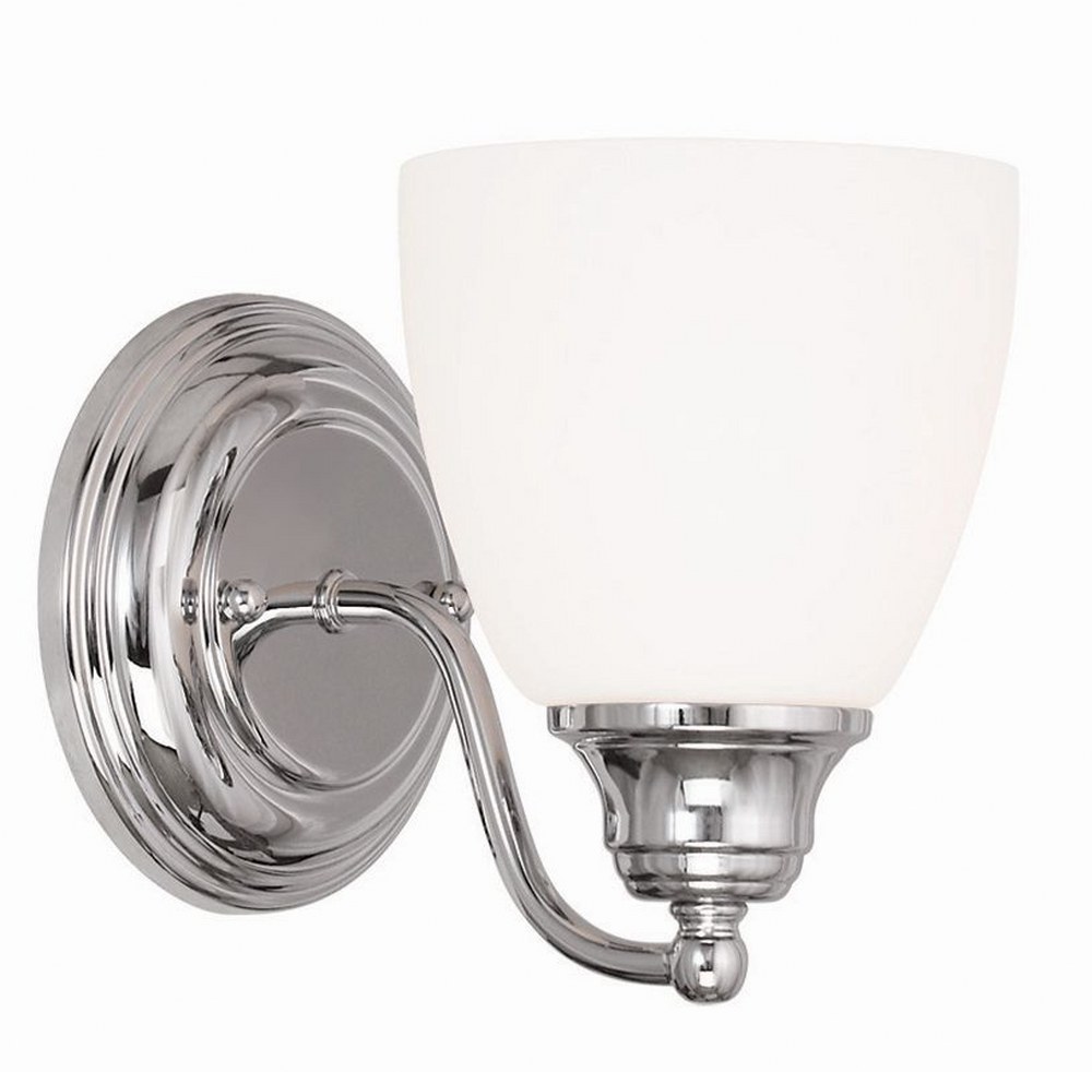 Livex Lighting-13671-05-Somerville - 1 Light Wall Sconce in Somerville Style - 5.5 Inches wide by 7 Inches high Polished Chrome Brushed Nickel Finish with Satin Opal White Glass