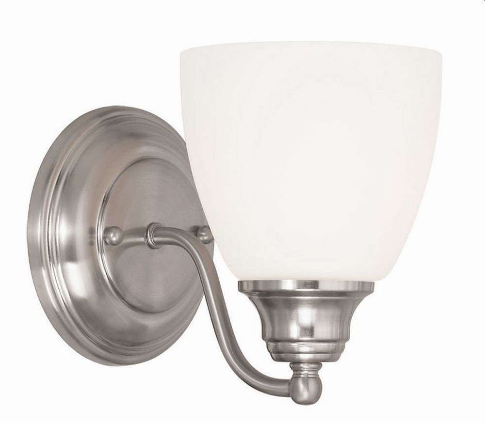 Livex Lighting-13671-91-Somerville - 1 Light Wall Sconce in Somerville Style - 5.5 Inches wide by 7 Inches high Brushed Nickel Brushed Nickel Finish with Satin Opal White Glass