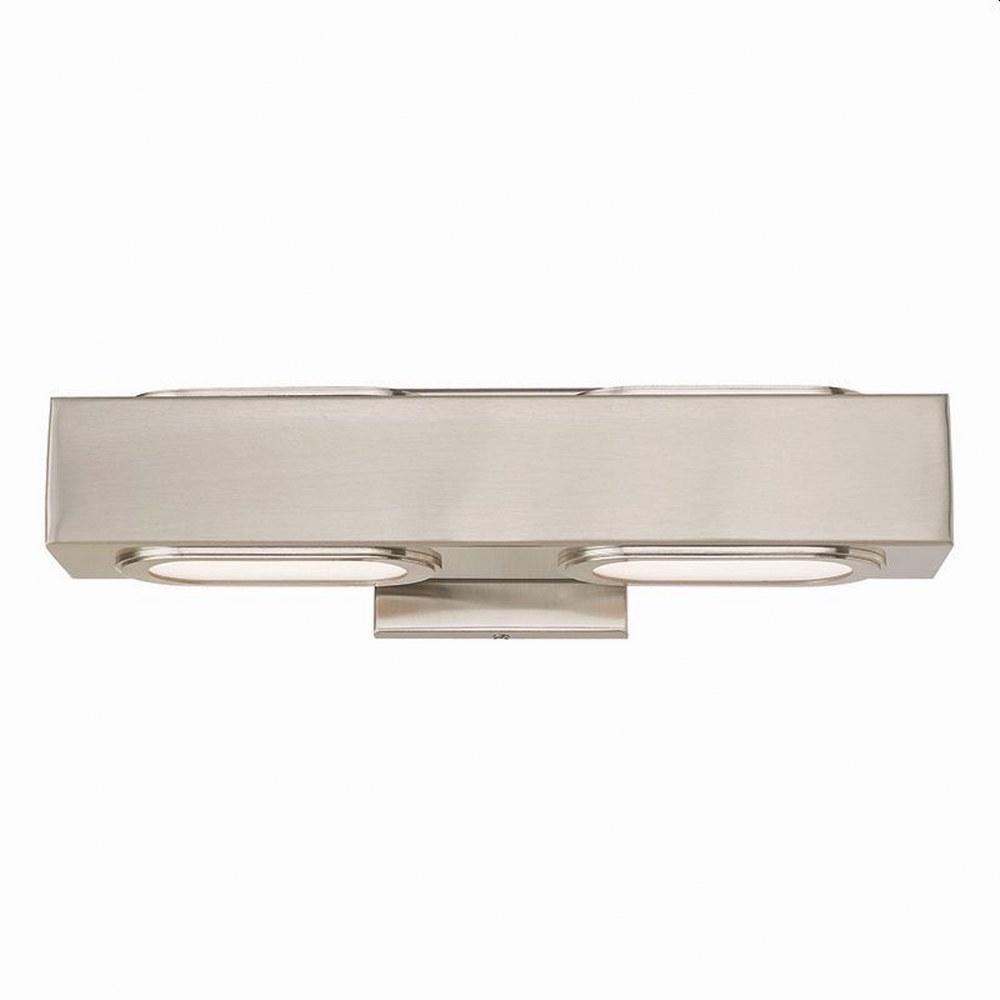 Livex Lighting-14852-91-Kimball - 16W 2 LED ADA Bath Vanity in Kimball Style - 16 Inches wide by 4.75 Inches high Brushed Nickel Polished Chrome Finish with Satin Glass