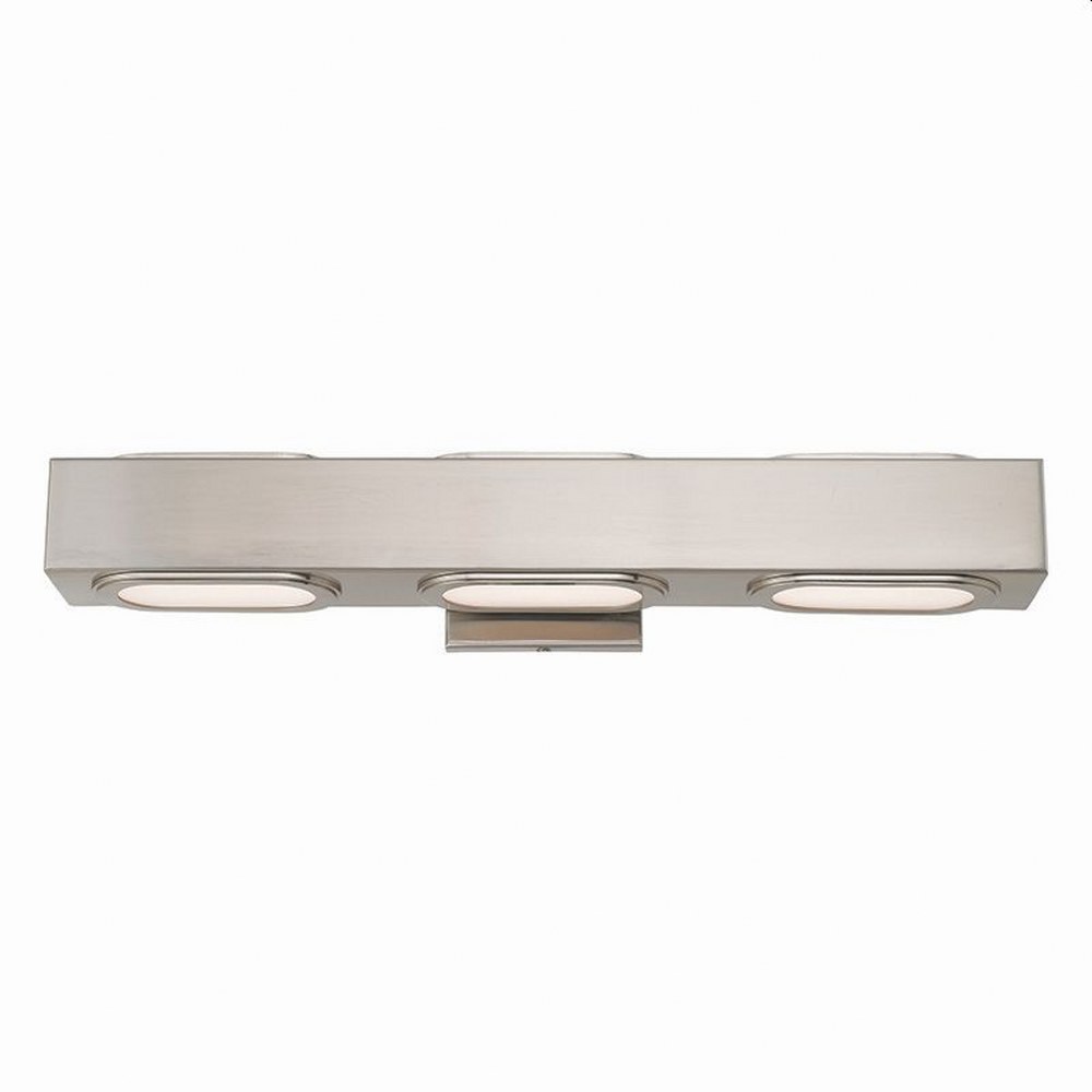 Livex Lighting-14853-91-Kimball - 24W 3 LED ADA Bath Vanity in Kimball Style - 23 Inches wide by 4.75 Inches high Brushed Nickel Polished Chrome Finish with Satin Glass