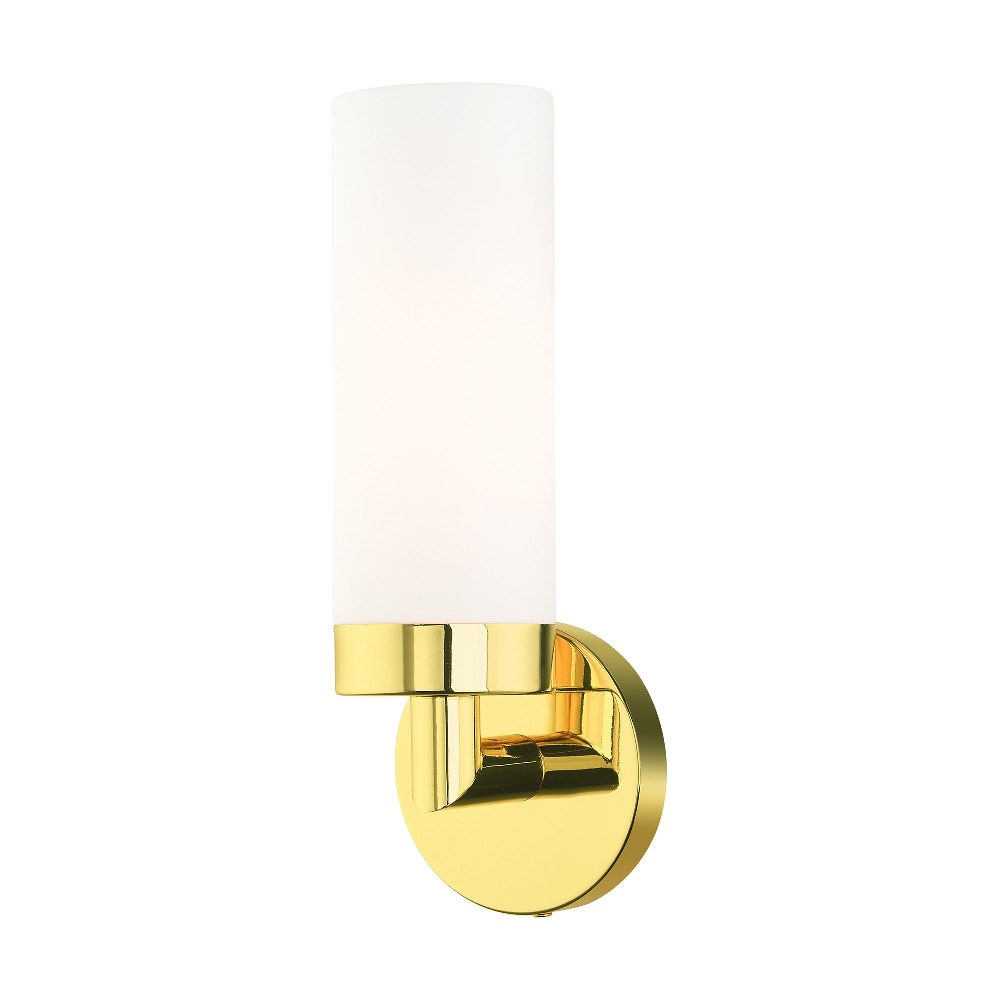 Livex Lighting-15071-02-Aero - 1 Light ADA Wall Sconce in Aero Style - 4.25 Inches wide by 11.75 Inches high Polished Brass Antique Brass Finish with Satin Opal White Glass