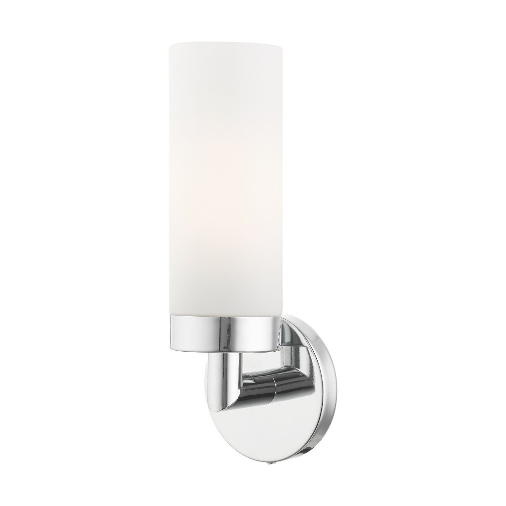 Livex Lighting-15071-05-Aero - 1 Light ADA Wall Sconce in Aero Style - 4.25 Inches wide by 11.75 Inches high Polished Chrome Antique Brass Finish with Satin Opal White Glass