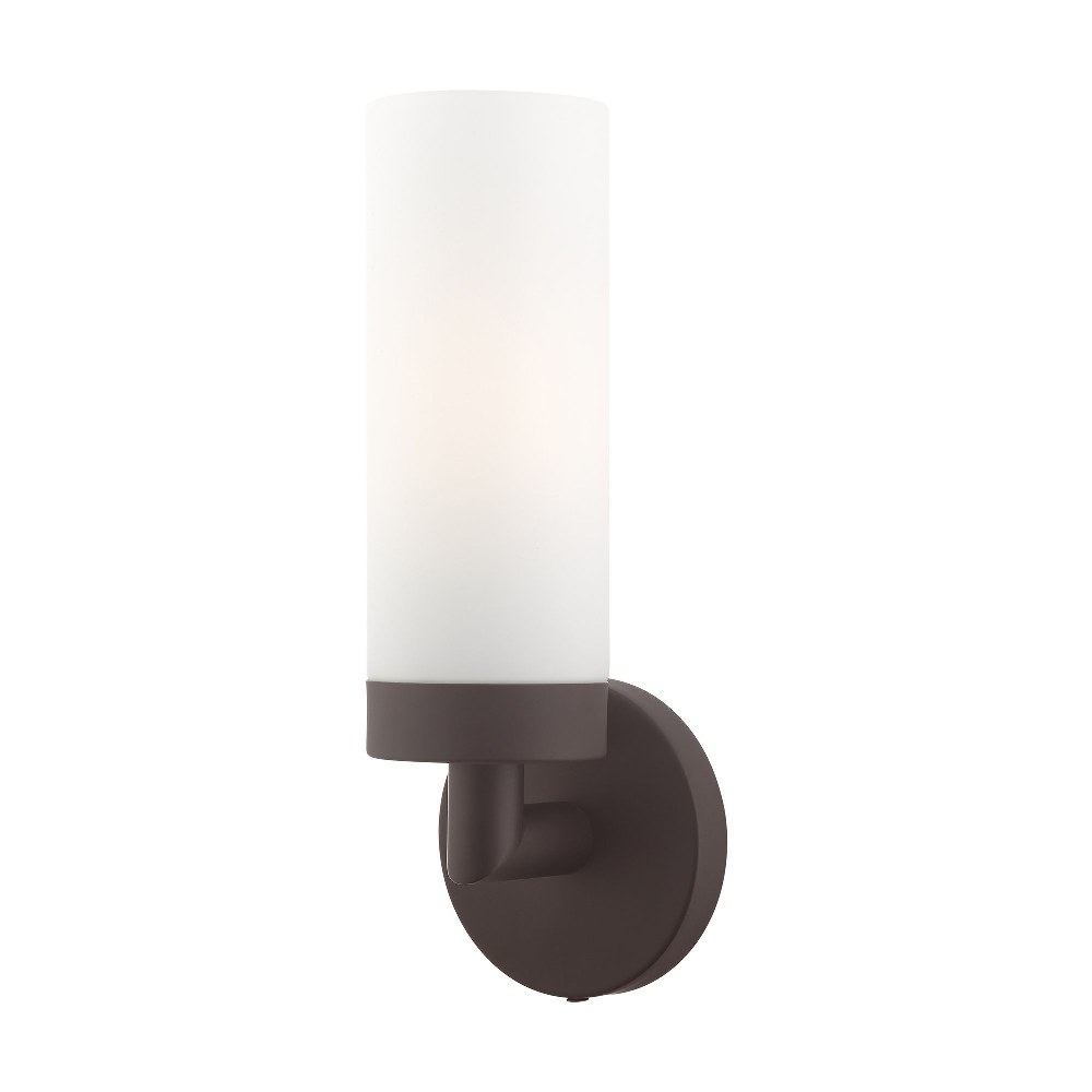 Livex Lighting-15071-07-Aero - 1 Light ADA Wall Sconce in Aero Style - 4.25 Inches wide by 11.75 Inches high Bronze Antique Brass Finish with Satin Opal White Glass
