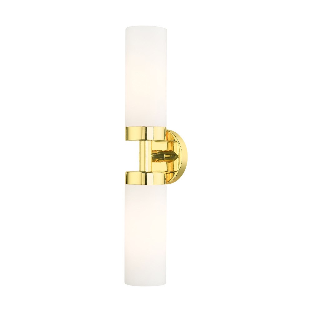 Livex Lighting-15072-02-Aero - 2 Light ADA Bath Vanity in Aero Style - 19.25 Inches wide by 4.25 Inches high Polished Brass Antique Brass Finish with Satin Opal White Glass