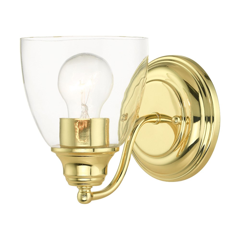 Livex Lighting-15131-02-Montgomery - 1 Light Bath Vanity In Transitional Style-7 Inches Tall and 5.38 Inches Wide Polished Brass Polished Brass Finish with Clear Glass