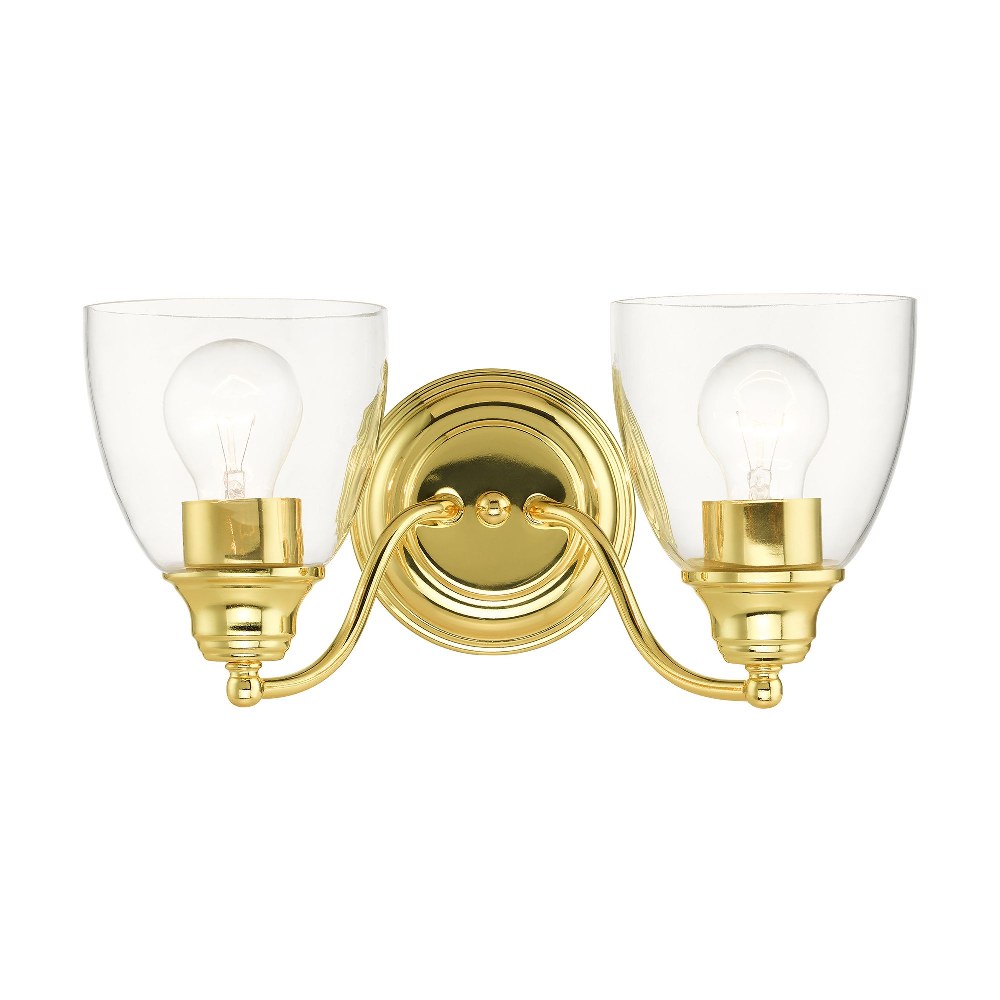 Livex Lighting-15132-02-Montgomery - 2 Light Bath Vanity In Transitional Style-7 Inches Tall and 13.5 Inches Wide Polished Brass Polished Brass Finish with Clear Glass