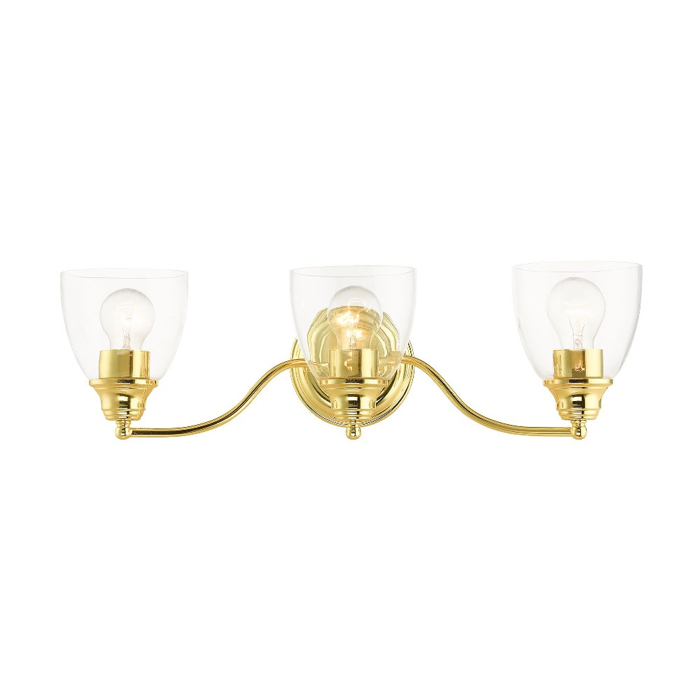 Livex Lighting-15133-02-Montgomery - 3 Light Bath Vanity In Transitional Style-7 Inches Tall and 23 Inches Wide Polished Brass Polished Brass Finish with Clear Glass