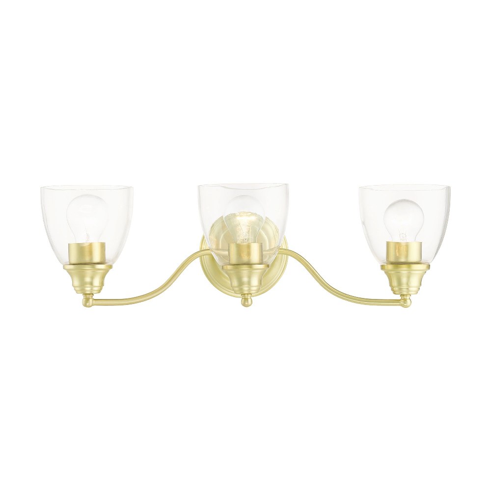 Livex Lighting-15133-12-Montgomery - 3 Light Bath Vanity In Transitional Style-7 Inches Tall and 23 Inches Wide Satin Brass Polished Brass Finish with Clear Glass