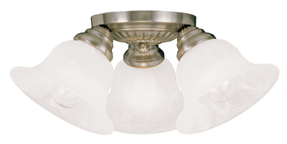 Livex Lighting-1529-01-Edgemont - 3 Light Flush Mount in Edgemont Style - 14.75 Inches wide by 7.5 Inches high   Antique Brass Finish with White Alabaster Glass