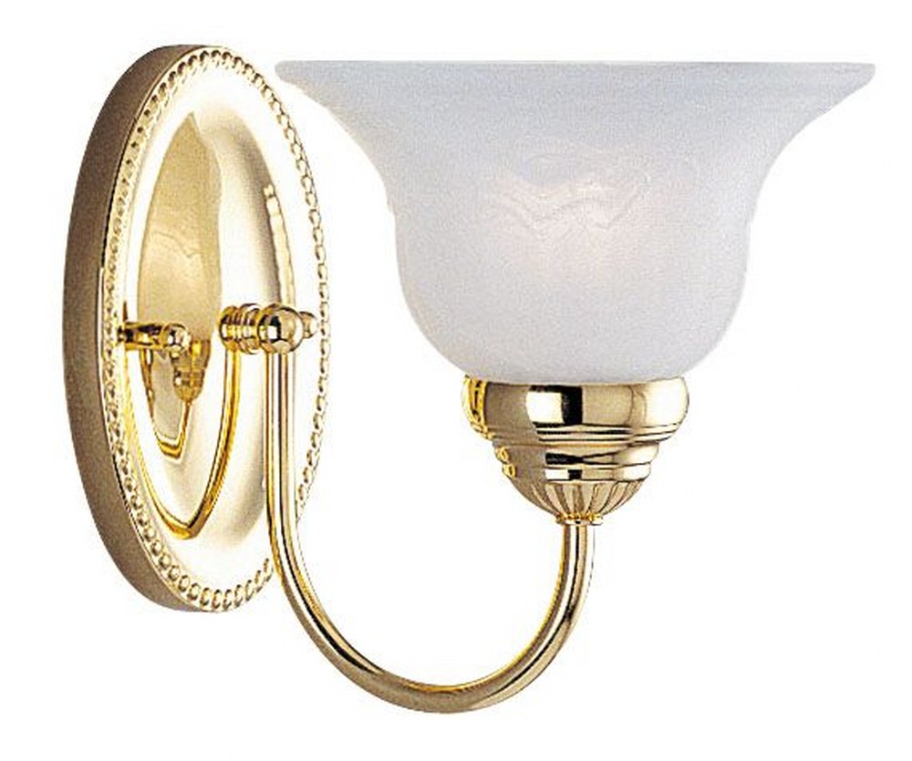 Livex Lighting-1531-02-Edgemont - 1 Light Bath Vanity in Edgemont Style - 7 Inches wide by 8 Inches high Polished Brass Polished Chrome Finish with White Alabaster Glass