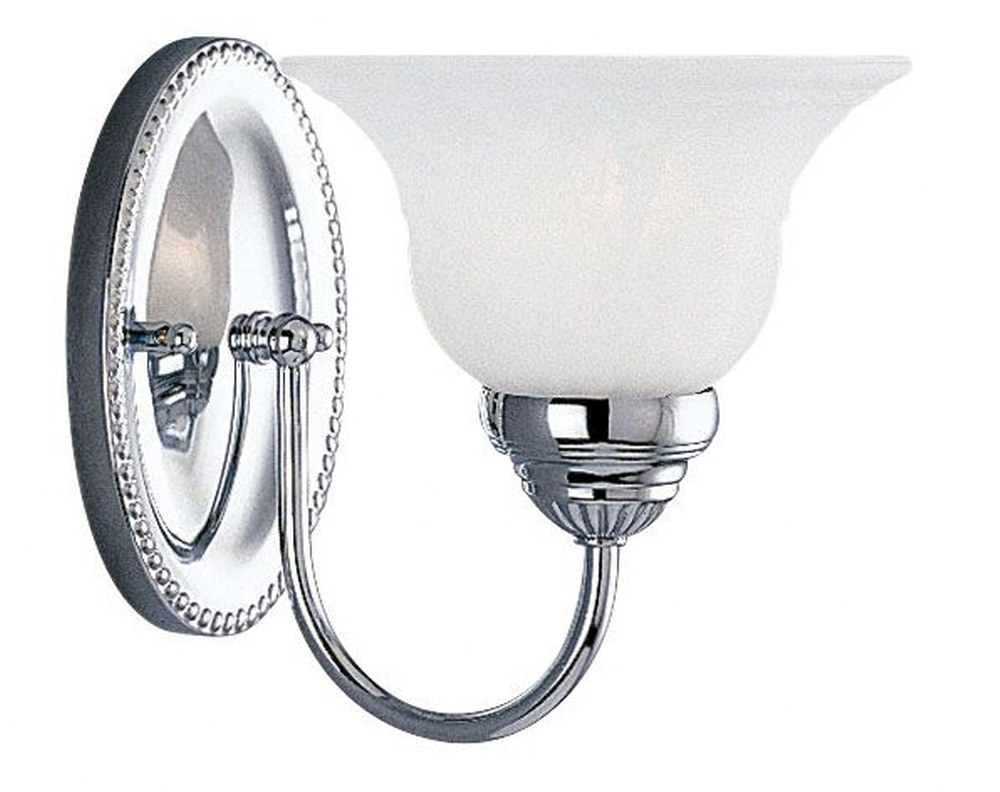 Livex Lighting-1531-05-Edgemont - 1 Light Bath Vanity in Edgemont Style - 7 Inches wide by 8 Inches high Polished Chrome Polished Chrome Finish with White Alabaster Glass