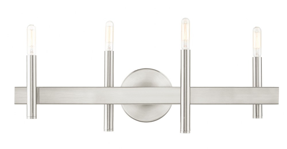 Livex Lighting-15584-91-Denmark - 4 Light Bath Vanity in Denmark Style - 23.5 Inches wide by 7.25 Inches high Brushed Nickel Polished Chrome Finish
