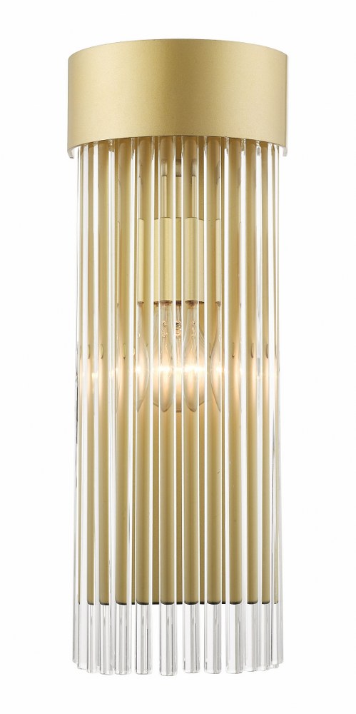 Livex Lighting-15711-33-Norwich - 1 Light Wall Sconce in Norwich Style - 6 Inches wide by 16.25 Inches high   Soft Gold Finish with Soft Gold Drum Shade with Clear Rod Crystal