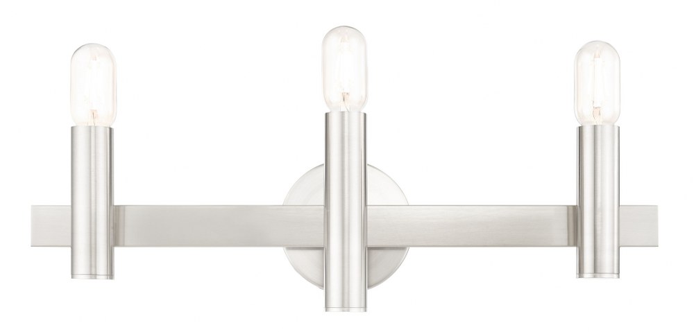 Livex Lighting-15833-91-Helsinki - 3 Light Bath Vanity in Helsinki Style - 23.5 Inches wide by 10.75 Inches high Brushed Nickel Polished Chrome Finish