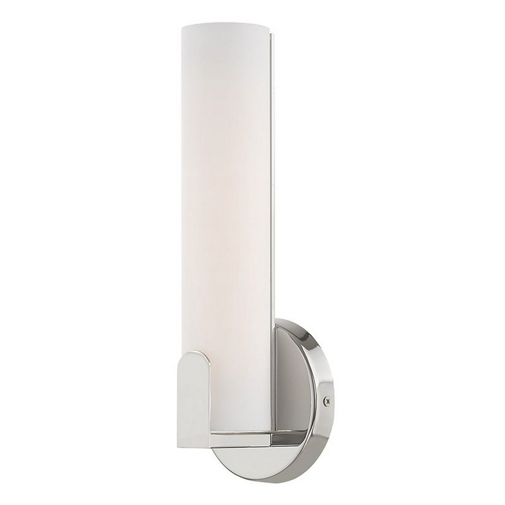 Livex Lighting-16361-05-Lund - 10W LED ADA Wall Sconce in Lund Style - 4.38 Inches wide by 12 Inches high Polished Chrome Polished Chrome Finish with Satin White Acrylic Shade