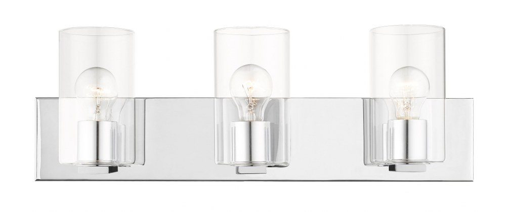 Livex Lighting-16553-05-Zurich - 3 Light Bath Vanity in Zurich Style - 23.5 Inches wide by 7.75 Inches high   Polished Chrome Finish with Clear Glass