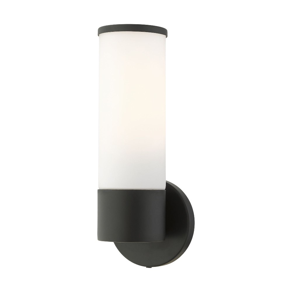 Livex Lighting-16561-04-Lindale - 1 Light ADA Wall Sconce In Nautical Style-11.25 Inches Tall and 4.25 Inches Wide Black Antique Brass Finish with Satin Opal White Glass