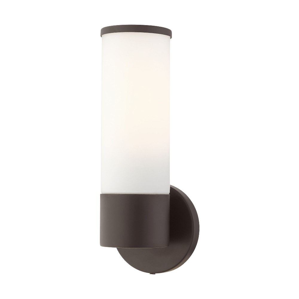 Livex Lighting-16561-07-Lindale - 1 Light ADA Wall Sconce In Nautical Style-11.25 Inches Tall and 4.25 Inches Wide Bronze Antique Brass Finish with Satin Opal White Glass