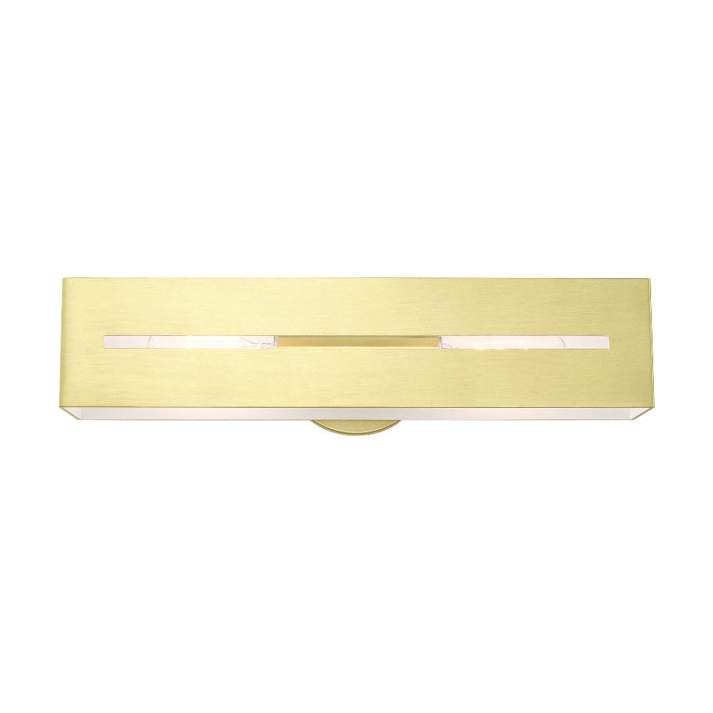 Livex Lighting-16682-12-Soma - 2 Light ADA Bath Vanity in Soma Style - 18 Inches wide by 5 Inches high Satin Brass Polished Chrome Finish with Hand Welded Polished Chrome/Shiny White Shade