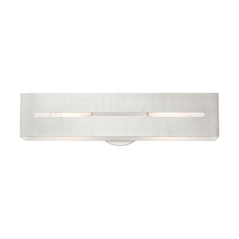 Livex Lighting-16682-91-Soma - 2 Light ADA Bath Vanity in Soma Style - 18 Inches wide by 5 Inches high Brushed Nickel Polished Chrome Finish with Hand Welded Polished Chrome/Shiny White Shade