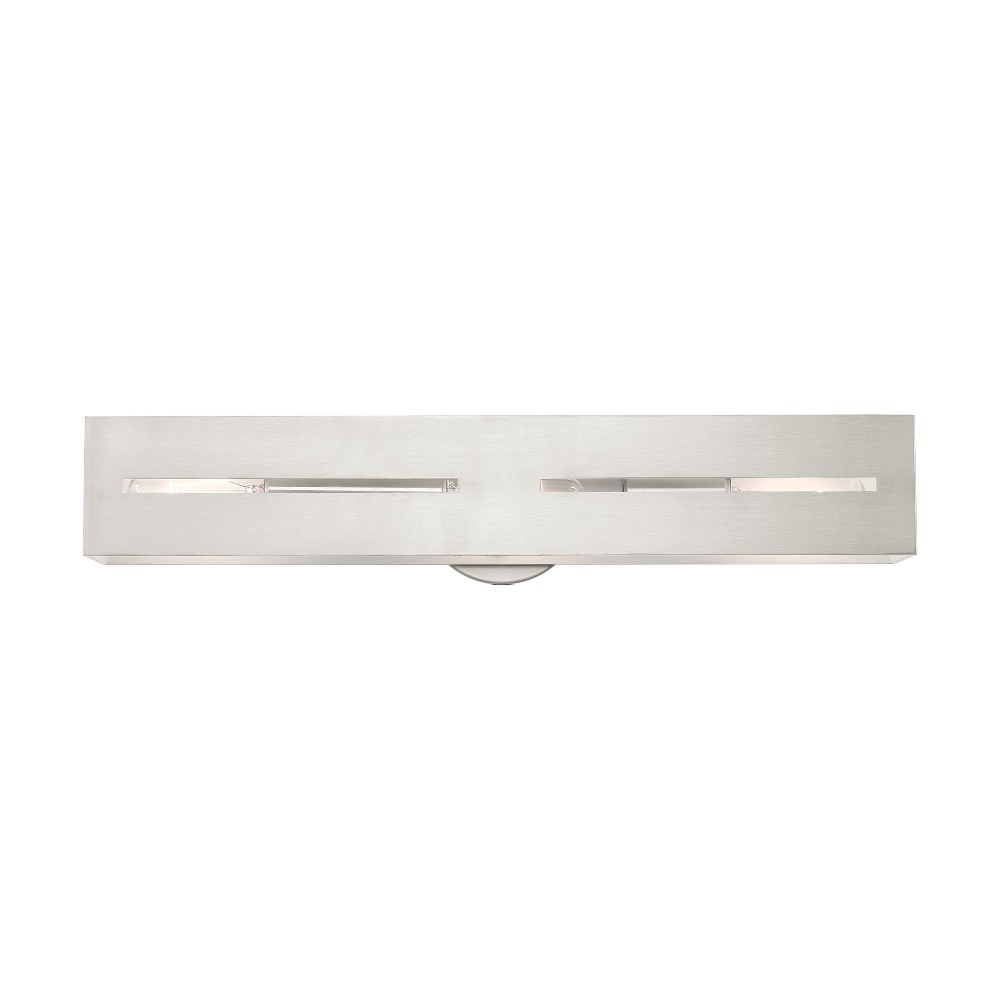 Livex Lighting-16683-91-Soma - 3 Light ADA Bath Vanity in Soma Style - 23.5 Inches wide by 5 Inches high Brushed Nickel Polished Chrome Finish with Hand Welded Polished Chrome/Shiny White Shade