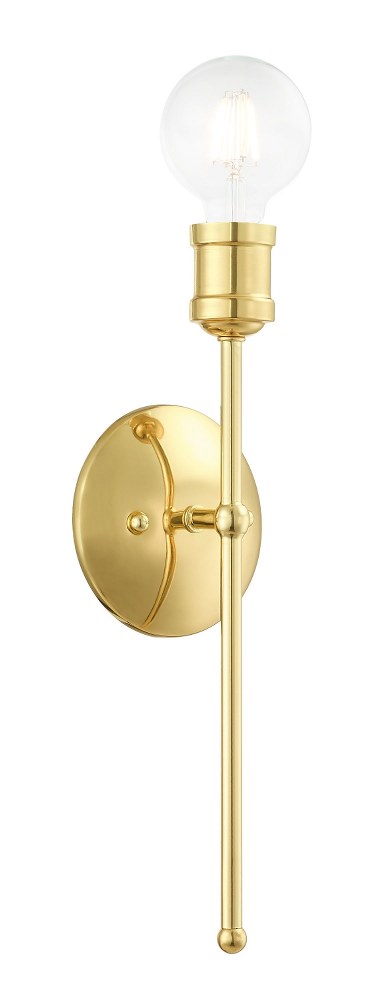 Livex Lighting-16711-02-Lansdale - 1 Light Wall Sconce in Lansdale Style - 5 Inches wide by 15 Inches high Polished Brass Antique Brass Finish