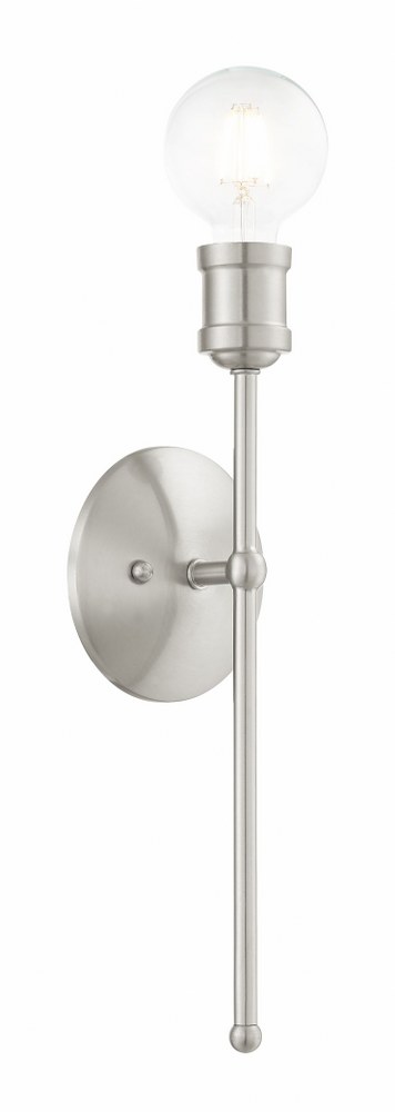 Livex Lighting-16711-91-Lansdale - 1 Light Wall Sconce in Lansdale Style - 5 Inches wide by 15 Inches high Brushed Nickel Antique Brass Finish