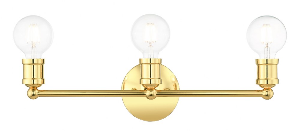 Livex Lighting-16713-02-Lansdale - 3 Light Bath Vanity in Lansdale Style - 20.25 Inches wide by 5.13 Inches high Polished Brass Polished Brass Finish