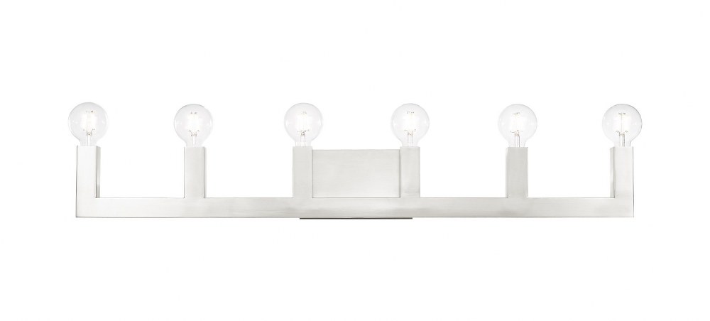 Livex Lighting-16815-91-Solna - 6 Light Bath Vanity in Solna Style - 43.5 Inches wide by 5.63 Inches high   Brushed Nickel Finish