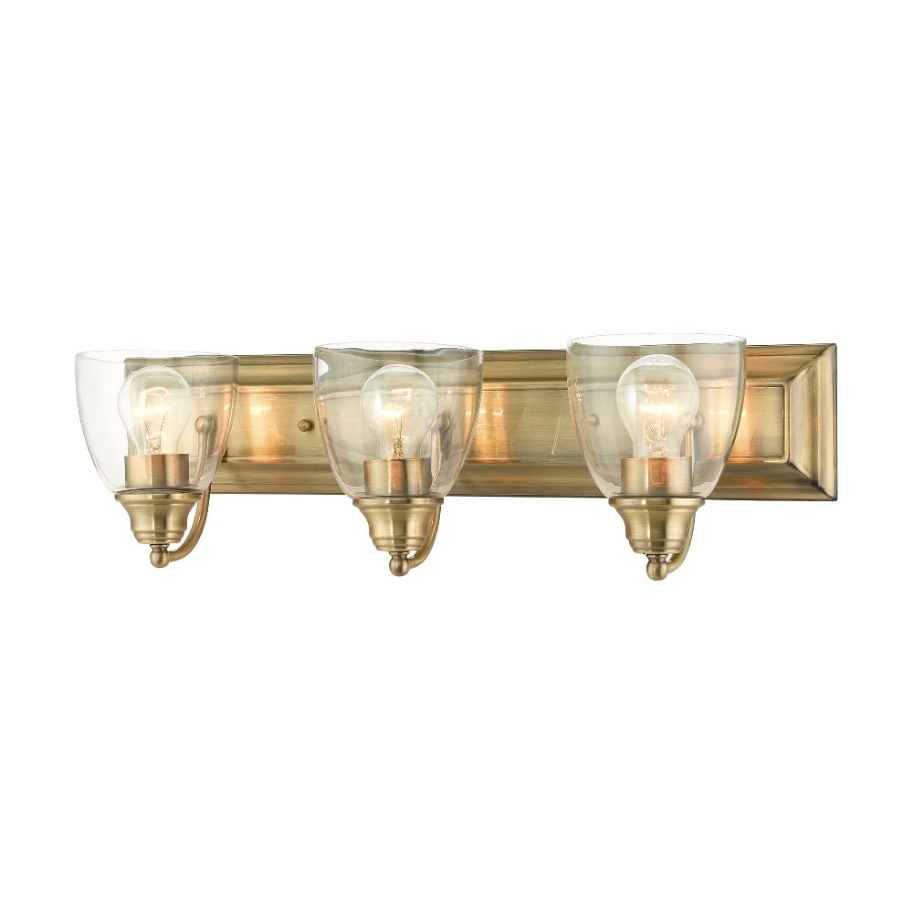 Livex Lighting-17073-01-Birmingham - 3 Light Bath Vanity in Birmingham Style - 24 Inches wide by 7 Inches high Antique Brass Antique Brass Finish with Clear Glass