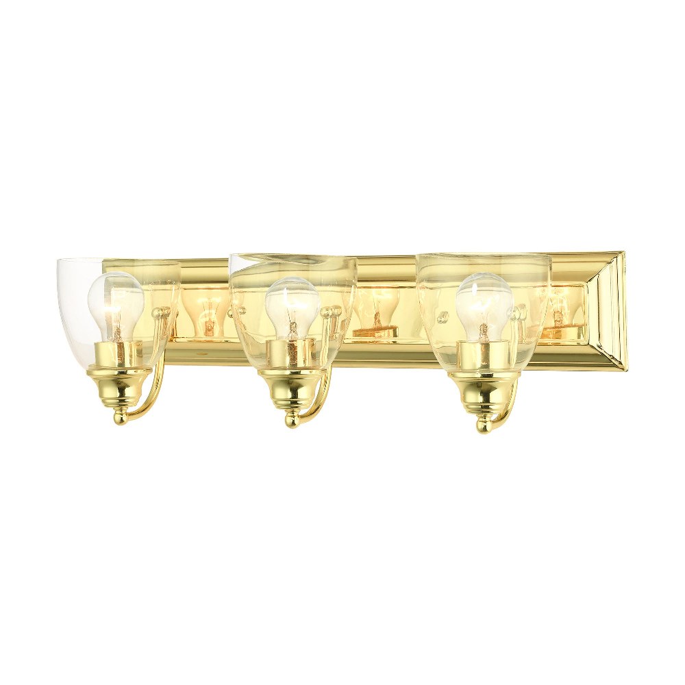 Livex Lighting-17073-02-Birmingham - 3 Light Bath Vanity in Birmingham Style - 24 Inches wide by 7 Inches high Polished Brass Antique Brass Finish with Clear Glass